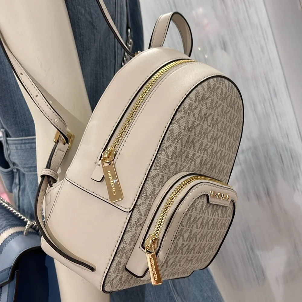 Michael Kors Ladies Backpack Bag Jaycee XS Conv Zip Backpack Light Cream Multi - Picture 14 of 16